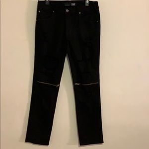 RUSTIC DIME black ragged zipper jeans size